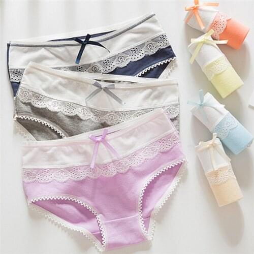 New Arrived 3Pcs/Lot Girl Panties Underwear Lace Briefs Cotton Lingerie Soft Comfortable Bowknot Cartoon Panty Wholesale TB809-3