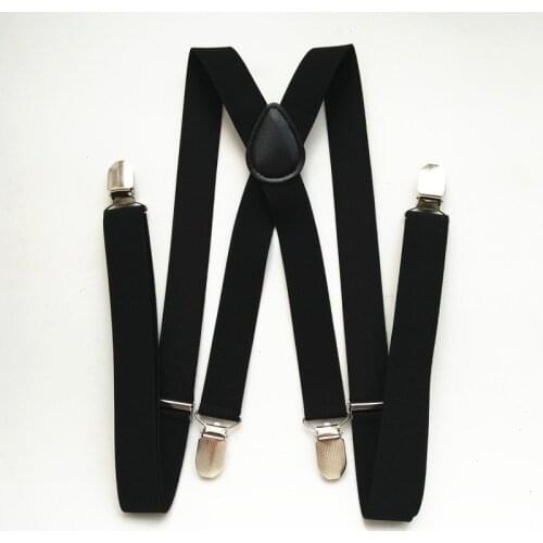 New 2.5CM Width Men Women suspenders 4 clips-on Leather suspenders Big size X Back Braces Kids pants stays BD055