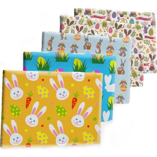 Easter Day Rabbit Design Printed Bullet Textured Liverpool Patchwork Tissue Kids home textile 50*145cm