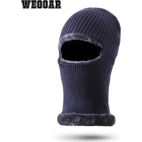 Plus Velvet Mens Balaclava Winter Knitted Hats Warm Soft Full Face Ski Hat Beanie for Women Head Hood Motorcycle Tactical Caps