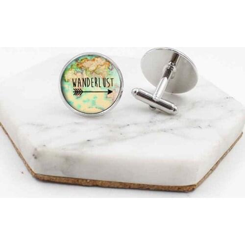 Popular Retro Stray Travel Earth Map Cuff Links Fashion Mens Shirt Accessories