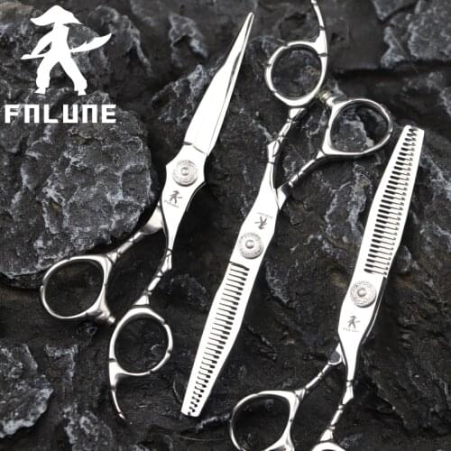 FnLune 6.0 9Cr18MoV Professional Hair Salon Scissors Cut Barber Accessories Haircut Thinning Shear Hairdressing Tools Scissors