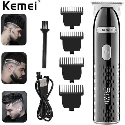 Kemei hair trimmer KM-5038 USB rechargeable hair clipper haircut machine oil head clipper carving hair line white gradient LCD