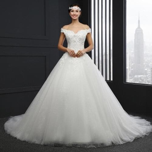 Q023 off the shoulder plus size wedding dresses backless crystal beaded vestidos de noiva simples elegant wedding party dress