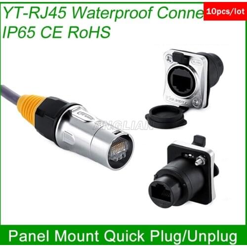 RJ45 plug socket screw type CAT5E waterproof connector panel mount ethernet PCB Network connector Cnlinko Good quality 10 units
