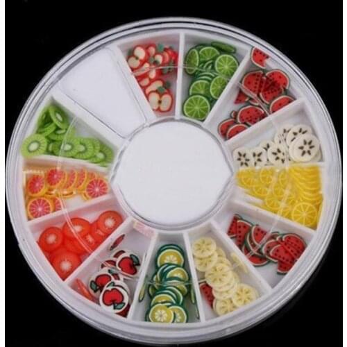 DIY Design Tiny Nail Art Decorations Fruit Slices 3D Wheel Beauty Polymer Clay Nail Art Sticker Accessory Rhinestones Acrylic