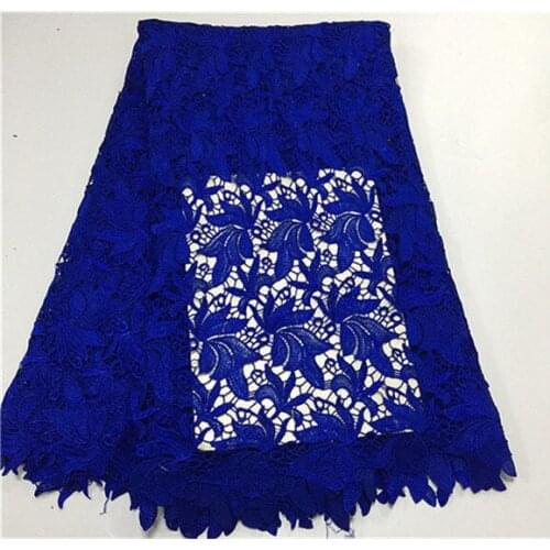 High quality Royal Blue guipure lace fabric for lady cloth /african cord cupion lace fabric /chemical water soluble lace fabrics