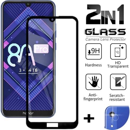 2in1 Tempered Glass For Huawei Honor 8A 8A Prime 8A Pro Screen Protection on for Honor 8c 8s 8x Protective Glass