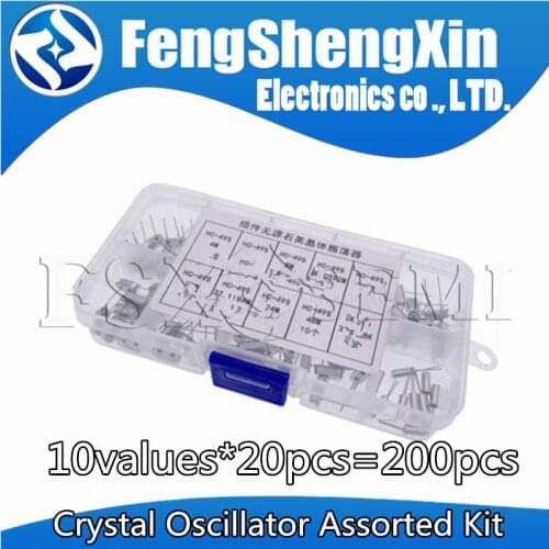 10values*20pcs=200pcs HC-49S Crystal Oscillator Assorted Kit Assortment Set 32.768KHz 2X6 4MHZ~48MHz 49S