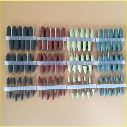 120pcs Dental SILICONE Rubber polishers Diamond polishing Burs Resin Base 2.35mm Dental Lab Equipment
