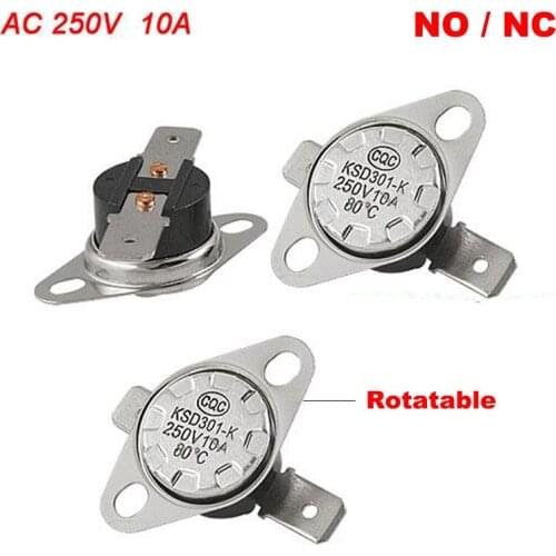 135 140 145 150 155 160 Degree Celsius AC 250V 10A KSD301 Flat Normal Closed Open NC NO Themostat Temperature Control Switch