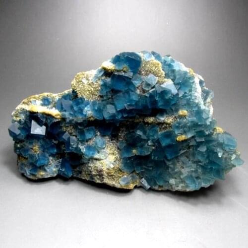 1721g Indigo Blue Fluorite w/ Smoky Quartz on Matrix - crystals and stones healing Mineral specimen Home Decor feng shui