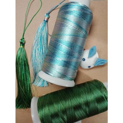 4000M 200g Beautiful Shiny green Viscose Metallic Yarn Skein Crochet Knitting Gold Silver Silk Fine Thin Weave Sewing Thread