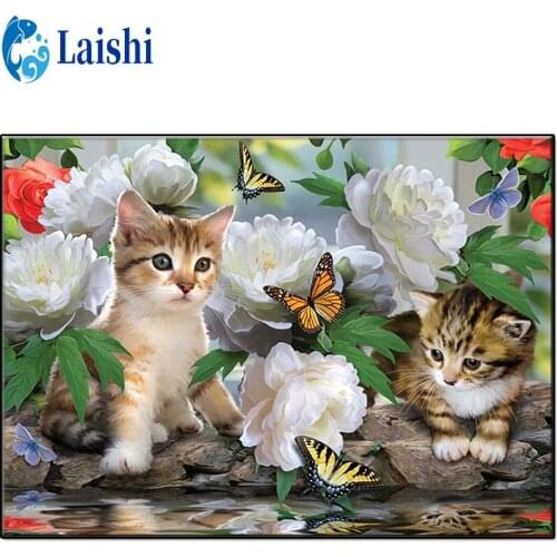 Diy 5d Diamond Painting Asian cat, flowers, butterflies Cross Stitch Square Round Diamond Embroidery Handwork Rhinestone Art