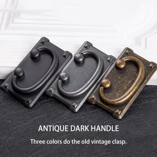 Antique Square Wardrobe Door Small Handle American Style Knobs And Pull For Cabinet Retro Handle Rectangle Cabinet Pull Ring
