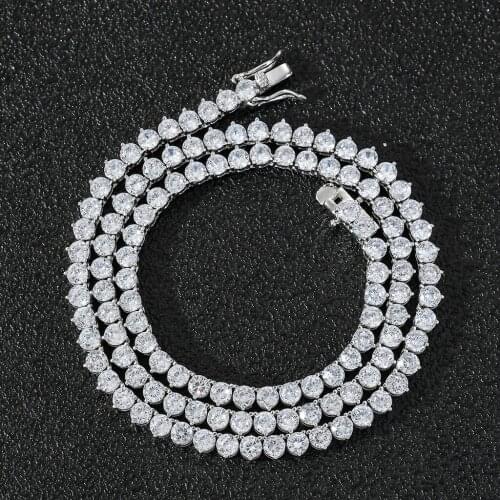 4MM 1 Row 3 Claws Tennis Chain Cubic Zirconia Necklace Bracelet Set Hip Hop Gold Silver Color Men Charm Jewelry Gift