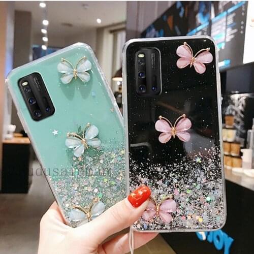 Butterfly Glitter Wrist Lanyard Phone Case For Samsung Note 20 Ultra 10 Lite A10 A30 A50 A6 A8 j4 j6 Plus j8 A7 2018 A10S A20S