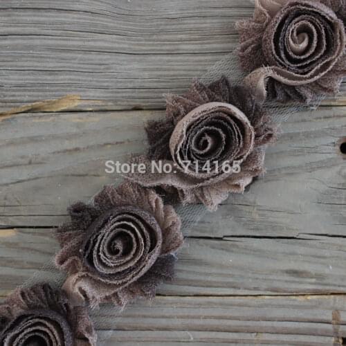 1yard DIY shabby flower Chiffon Flower Shabby Rose Trim hair flower/headband/shoes(058)