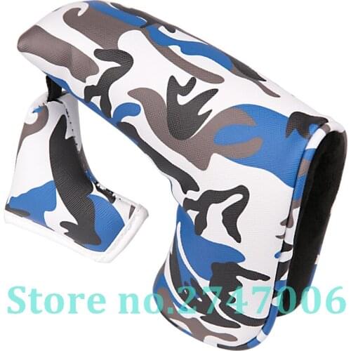 Blue Camouflage Golf Club Blade Putter Head Cover With Magnetic Closure
