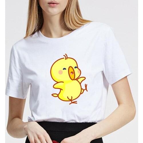 Cartoon Print White Pink T Shirt Cotton Tops Summer Short Sleeve Plus Size Tee Shirt Femme Harajuku Hipster T-shirt Female