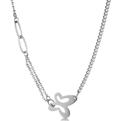 Custom Stainless Steel Name Necklaces For Women Couple Customized Personalized Butterfly Pattern Nameplate Pendant Jewelry