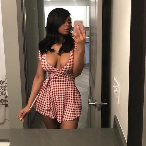 Plaid Patchwork Preppy Styie Girl A-line Dress Summer Clothes for Women 2021 Young Style Deep V Neck Short Sleeve Pleated Dress