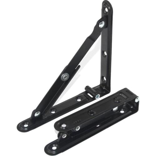2pc Black metal folding bracket Triangular Metal Release Catch Support wall shelf Sofa bed hinge Multipurpose furniture Hardware