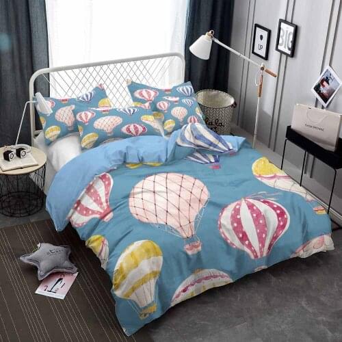 Colorful Balloon Microfiber Bedding Set Childrens Bedroom Decorative Down Quilt Set Single and Double Full Queen Size Bedding
