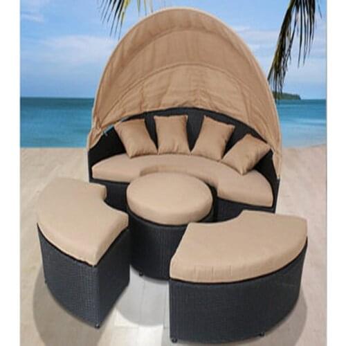 Freeshipping Lounger Outdoor Rattan Sofa Lying Bed Balcony Villa Outdoor PU Rattan Chairs Sets