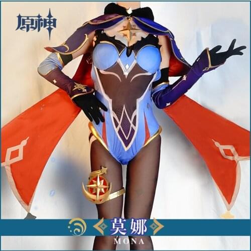 Anime Game Genshin Impact Mona Battle Uniform Gorgeous Outfit Dress+Cloak Cosplay Costume Halloween Women Free Shipping 2020 NEW