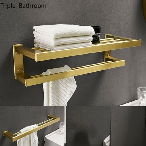 Creative Golden Space Aluminum Towel Rail Rack Towel Holder Bathroom Accessories Towels Rack Hanger Wall Hanging Storage Shelf