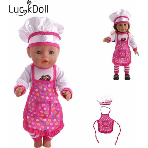 Luckydoll kitchen supplies apron doll accessories for 18-inch American dolls and 43cmbaby doll clothes Christmas gifts n1642