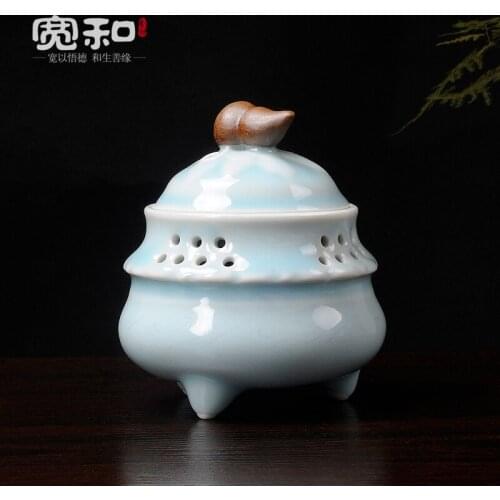 Width and creative Longquan incense burner ceramic incense coil incense coil oven 2 hours three hyacinth ceramic incense