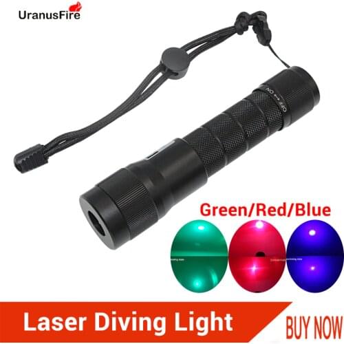 Laser Diving Flashlight Red Blue Green LED Laser Underwater Light Torch Waterproof 100m Powerful Tactical Scuba Dive Light Lamp