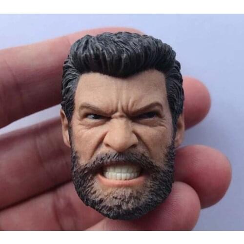1/6 Scale Angry Roagn Wolverine Head Sculpt Strabismus Bared Teeth Open Mouth Head Carving Model for 12in Phicen JIAOUL Doll