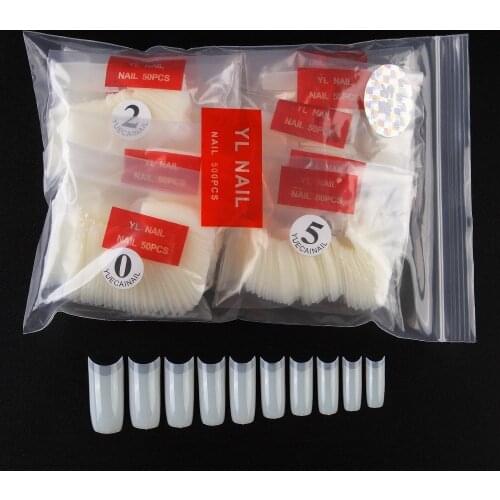 500pcs Half Cover False Nails Press on Nails Tips Clear Acrylic Nails 10 Sizes for Nail Salons and DIY Nail Art A-08