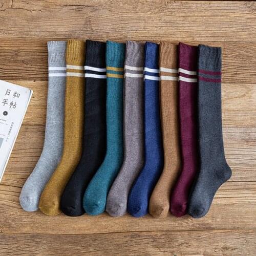 Fashion Stripes Thicken Socks Women Warm High Knee Socks Femme Long Stockings Femme Leg Boots Calcetines Streetwear Christmas