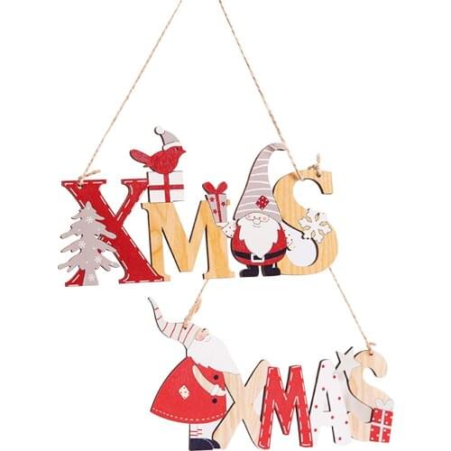 Newest Arrival Christmas Hanging Sign Farmhouse Gnome Santa Claus Holiday Wooden Ornaments for Wall Door Decoration