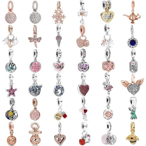 New Fashion Charm Original Diamond Butterfly Dragonfly Starfish Pendant Fits Original Pandora Lady Bracelet Jewelry Gift