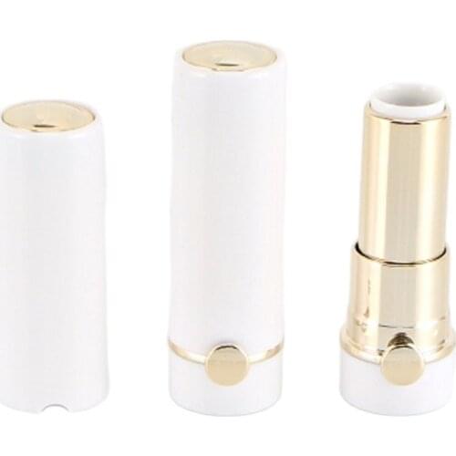 Empty Lipstick Tube White with Gold Color Elegant Cosmetic Packaging Lip Balm Contianers