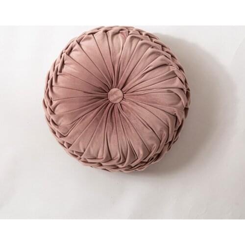 Papa&Mima Luxurious European Solid 3D Quilted Velvet Microfiber Soft Round Cushion with Core for Sofa Chair Car