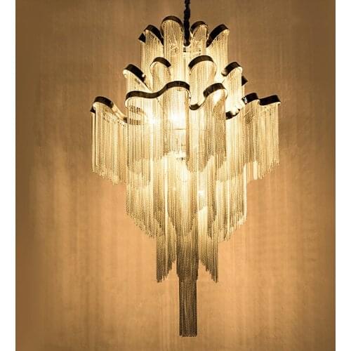 Nordic Luxury LED Pendant Lights for Hotel Hall Castle Decoration Chain Fringed Large Pendant Hanging Lamps for Home Living Room