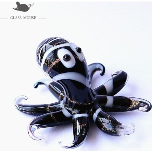 Handmade Glass Octopus Craft Figurines Ornament Xmas Gifts For Kids Home Table Aquarium Fish Tank Decor Sea Animals Marine Life