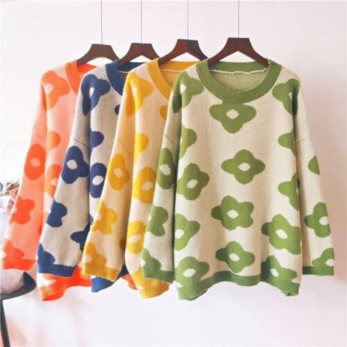 Sweater women autumn and winter new lazy fashion avocado green student Korean loose knit bottoming shirt top 2021 hot sale