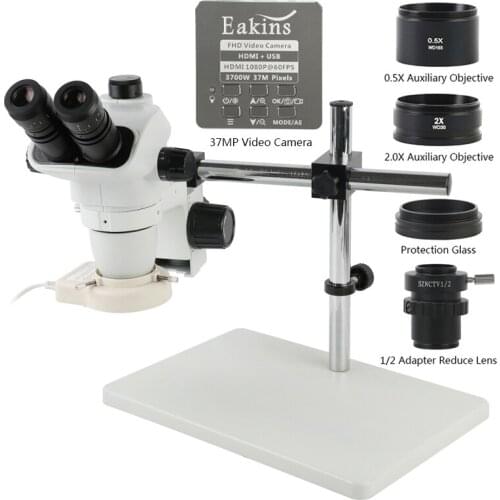 6.7X-45X 3.35X-90X Simul-Focal Trinocular Stereo Microscope 37MP FHD 1080P USB HDMI Video Camera For PCB Soldering Phone Repair