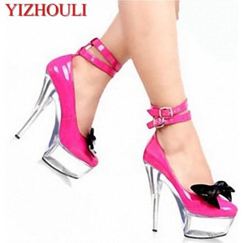 Hate day high 15 cm high water table nightclub shoes Bowknot is characteristic of crystal sexy shoes small yards