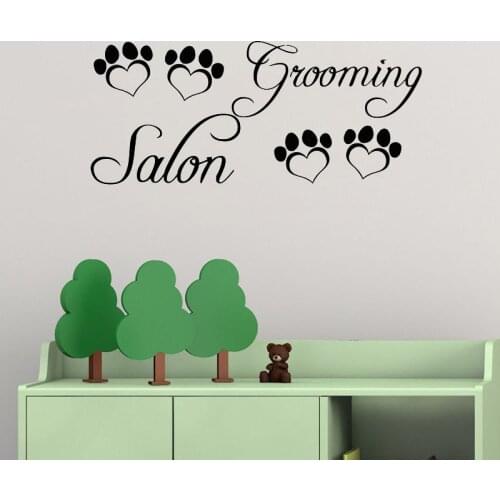 Grooming Salon Heart Shaped Paw Print Wall Sticker DIY Removable Home Decor For Pet Shop