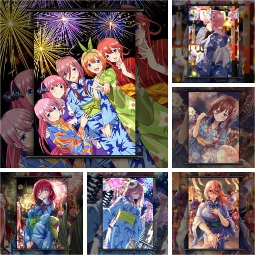 WTQ The Quintessential Quintuplets^Nakano Ichika Miku Yotsuba Canvas Painting Retro Anime Posters Wall Art Picture Home Decor