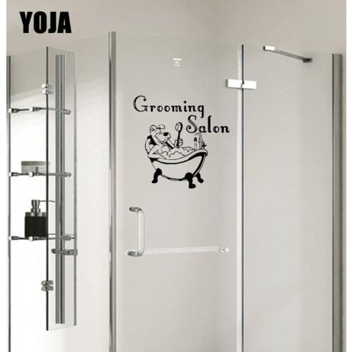 YOJA 27x27.8CM Cute Puppy Bath Wall Stickers Decorated Home Bathroom Glass Decal G2-0323