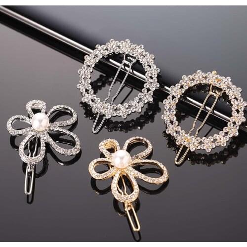 Vintage Imitation Pearl Hairpins For Women Girls Gift Gold Color Hair Clips Crystal Rhinestones Hairpin Hair Styling Accessories